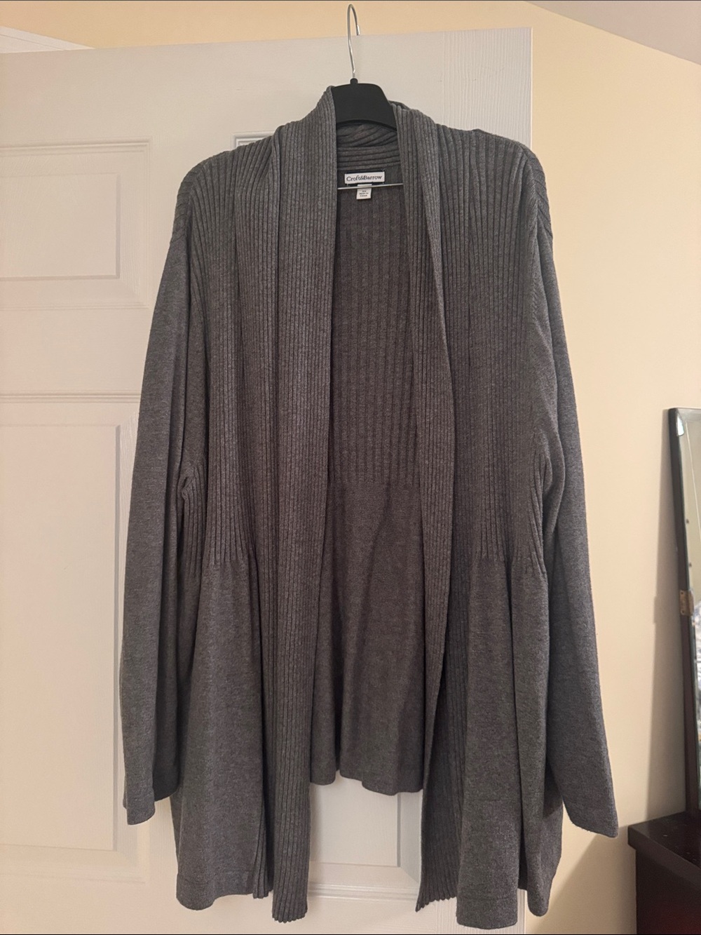 croft & barrow Gray Open-Front Ribbed Cardigan